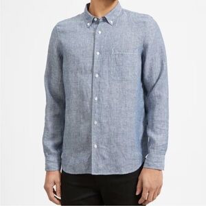 Everlane The Linen Standard Fit Shirt Men’s Size Large Pinstripe Long Sleeve